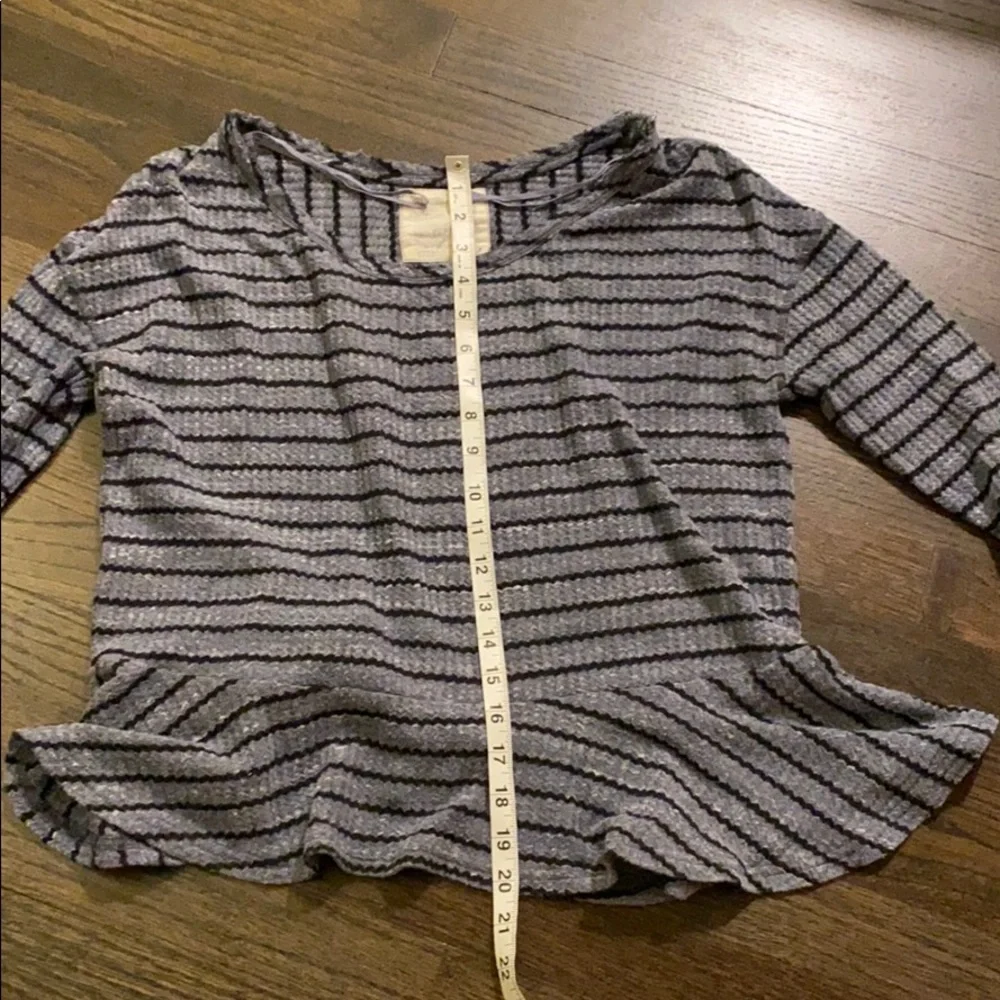 We the Free Blue Striped Waffle Knit Top Small S